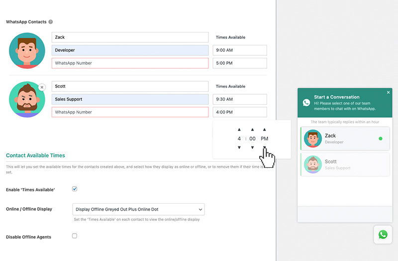 Site Chat - Times Available